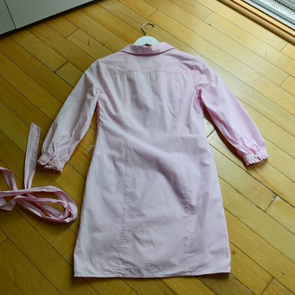 Lilly Pulitzer Pink Pinstripe Ruffle Collar Dress Long Sleeve Size 0 - Picture 11 of 14